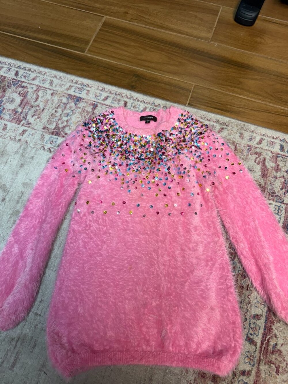 iomega Girls Pink Fuzzy Sweater Size 7 Years In Fantastic Shape!